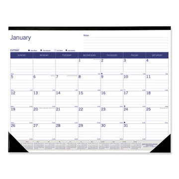 Blueline® Duraglobe Monthly Desk Pad Calendar, 22 X 17, White-blue-gray Sheets, Black Binding-corners,12-month (jan To Dec): 2022 freeshipping - TVN Wholesale